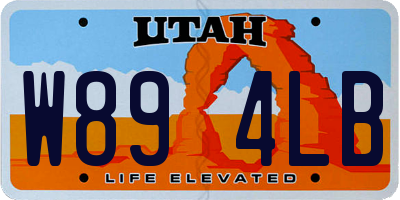 UT license plate W894LB
