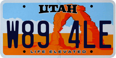 UT license plate W894LE