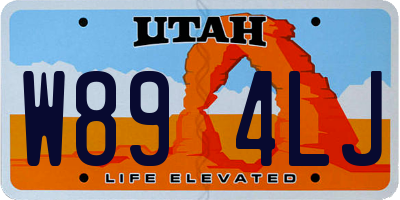 UT license plate W894LJ