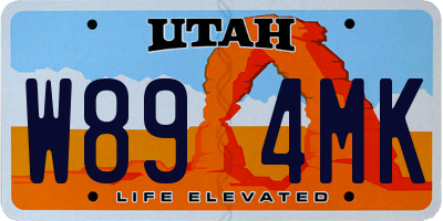 UT license plate W894MK