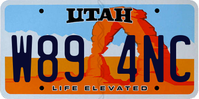 UT license plate W894NC