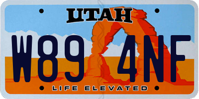 UT license plate W894NF