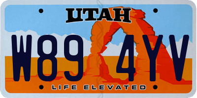 UT license plate W894YV