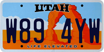 UT license plate W894YW
