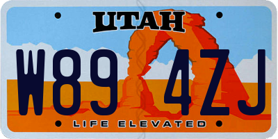 UT license plate W894ZJ