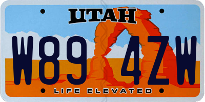 UT license plate W894ZW