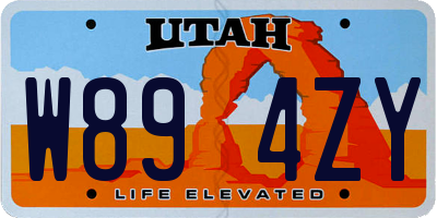 UT license plate W894ZY