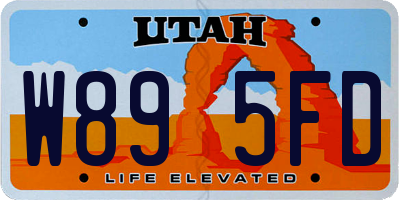 UT license plate W895FD