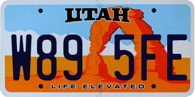 UT license plate W895FE