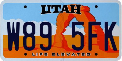 UT license plate W895FK