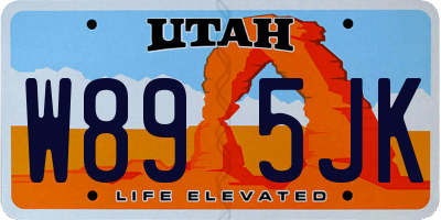 UT license plate W895JK