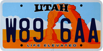 UT license plate W896AA