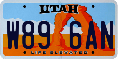 UT license plate W896AN