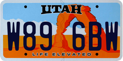 UT license plate W896BW