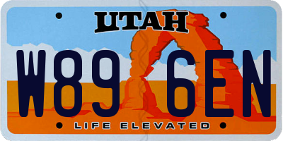 UT license plate W896EN