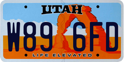 UT license plate W896FD
