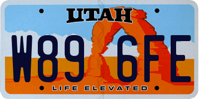 UT license plate W896FE