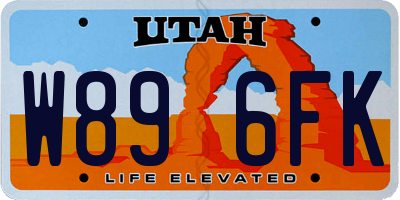 UT license plate W896FK