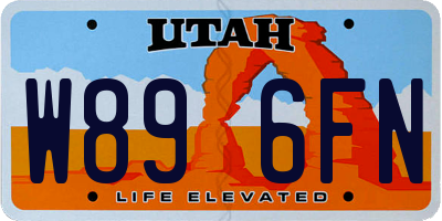 UT license plate W896FN
