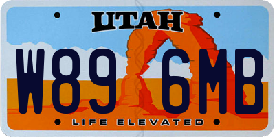 UT license plate W896MB