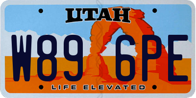 UT license plate W896PE