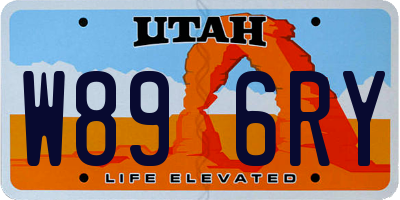 UT license plate W896RY