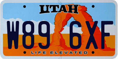 UT license plate W896XF