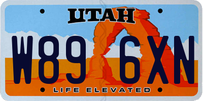 UT license plate W896XN
