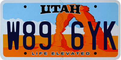UT license plate W896YK