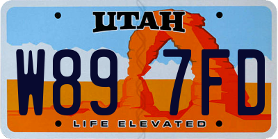 UT license plate W897FD