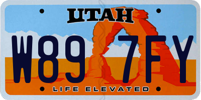 UT license plate W897FY