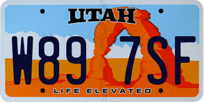 UT license plate W897SF