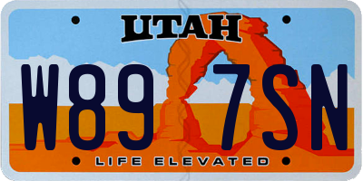 UT license plate W897SN