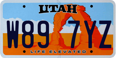 UT license plate W897YZ
