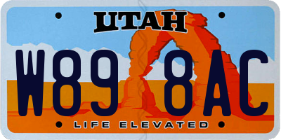 UT license plate W898AC