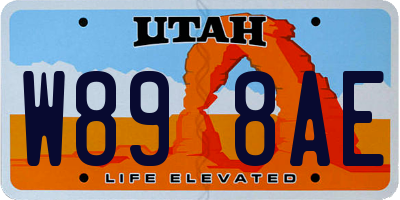 UT license plate W898AE