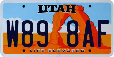 UT license plate W898AF