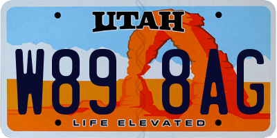 UT license plate W898AG