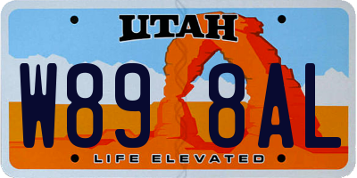 UT license plate W898AL