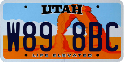 UT license plate W898BC