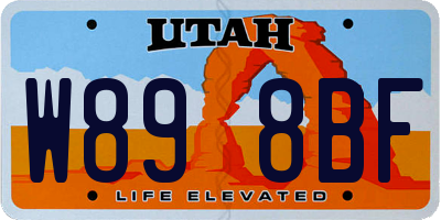 UT license plate W898BF