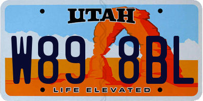 UT license plate W898BL