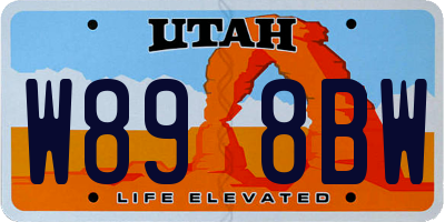 UT license plate W898BW