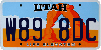 UT license plate W898DC