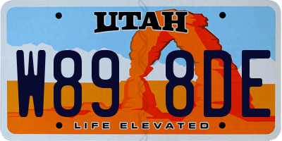 UT license plate W898DE