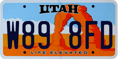 UT license plate W898FD