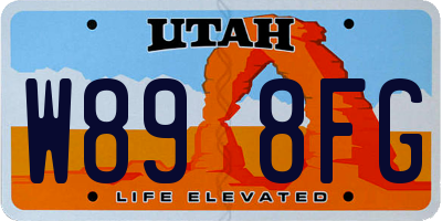 UT license plate W898FG