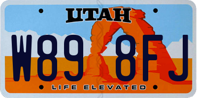 UT license plate W898FJ