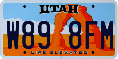UT license plate W898FM