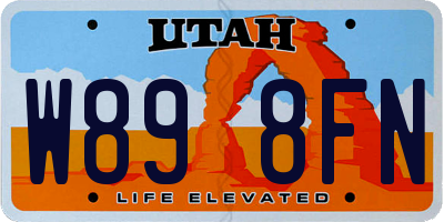 UT license plate W898FN